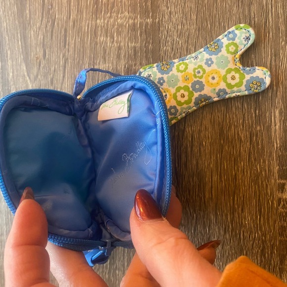 Vera Bradley Floral Coin Purse and Charm Blue Green Yellow - Picture 3 of 5